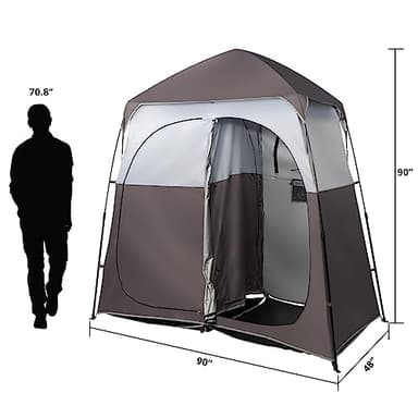 VINGLI 2 Room Shower Tent, 7.5 FT Instant Pop Up Shelter with Carrying Bag, Privacy Changing Room Tent, Perfect for Portable Toilet, Camping, Dressing, Outdoor Indoor, Easy Setup(Brown) - Image 7