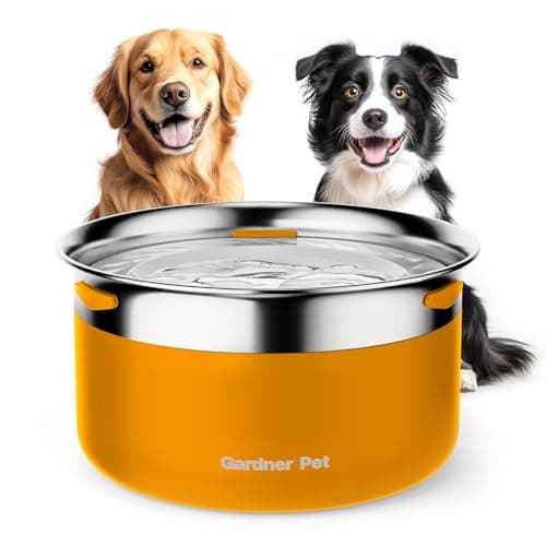 Gardner Pet Dog Bowls 1 Gallon (3.85L) Stainless Steel No Spill Dog Water Bowl, Slow Water Feeder Metal Bowls, Spill Proof Water Dispenser for Large Dogs, Promotes Healthy Hydration(Orange) - Image 1