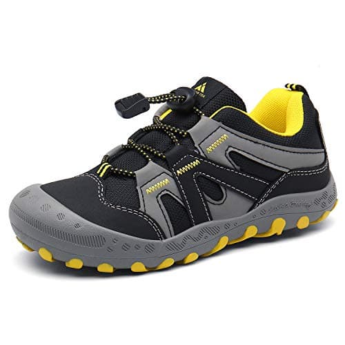 Mishansha Kids Hiking Shoes Girls Boys Toddler Outdoor Sneakers Anti-Collision Trail Running Shoe for Trekking Walking Climbing Black Size 4 Big Kid - Image 1