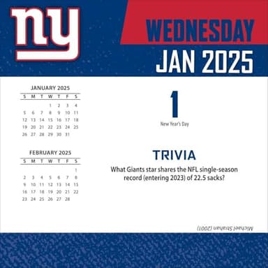 Turner Sports New York Giants 2025 Box Calendar (25998053050) - Image 2