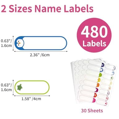 480 Pcs Labels for Kids Stuff Daycare, Waterproof Baby Name Label, Washable Bottle Labels, Reusable Self-Adhesive Tag Stickers for School Essentials, Self-Laminating Write-on - Image 2
