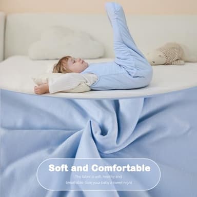 Mosebears Unisex Baby Sleep Sack 1.0 TOG, Supersoft Rayon Made from Bamboo Wearable Blanket with 2-Way Zipper (Sage&Blue,0-6 Months) - Image 4