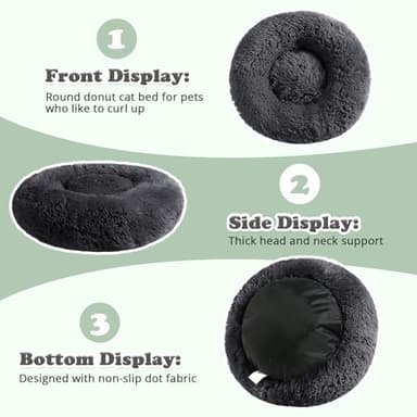 JOLLYVOGUE Dog & Cat Bed, Calming Anti-Anxiety Pet Bed for Small Dogs, Fluffy Donut Cushion for Small and Medium Pets (23") - Image 4