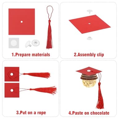 POUYRBA Graduation Cap Chocolate Decorations, 50pcs Black and Dark Blue 2025 Graduation Party Set for Chocolates Candies (red) - Image 3