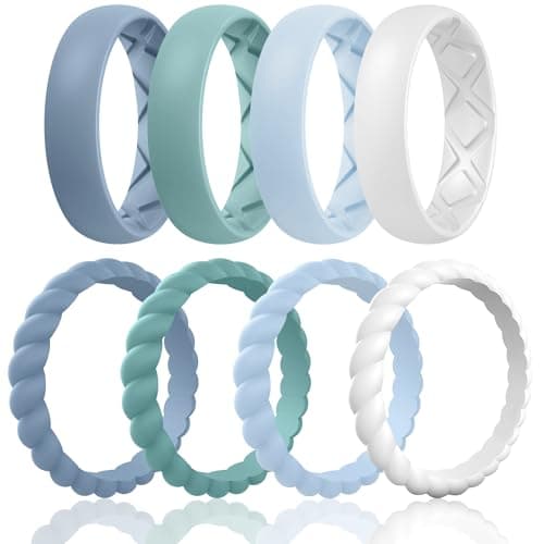 Egnaro Women's Wedding Bands, Silicone Stacking Rings for Her, Rubber Inner Arc Ergonomic Breathable Design - Image 1