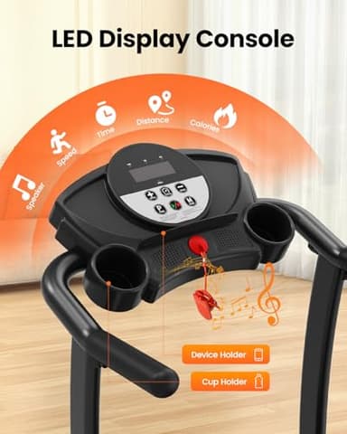 YUEJIQI Treadmills for Home, 3.0HP Foldable Treadmill with Incline, Small Space Portable Running Machine, 240 Lbs Capacity with 12 Preset PROG, LED Display, Speaker and Cup Holder - Image 5