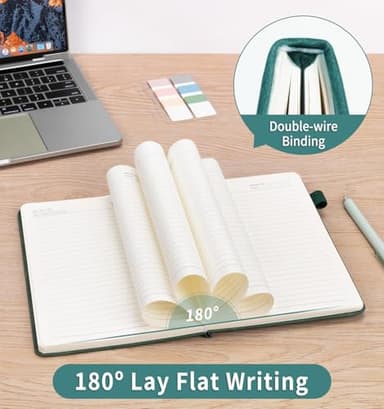 ALKALO Lined Journal Notebook for Women Men, A5 Hardcover Leather Journals for Writing, 200 Pages Thick Paper, Daily Journal Notebook for Work, School, Note Taking, Business, Travel, College Ruled - Image 4