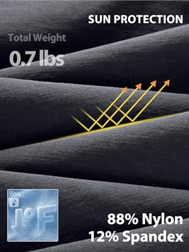 Zoofly Mens Lightweight Nylon Pants Waterproof Quick Dry 6 Pockets Stretchy Elastic Waist Comfy Hiking Fishing (Dark Grey, 42W*32L) - Image 3