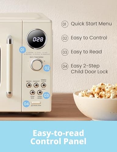 COMFEE Retro Ovens, Small 9 Preset Programs, 0.9 cu.ft Countertop Compact Microwaves with Multi-Stage Cooking, Mute Function, LED Digital, Apricot/900W, CMO-MMP02AA(at), Apricot - Image 3