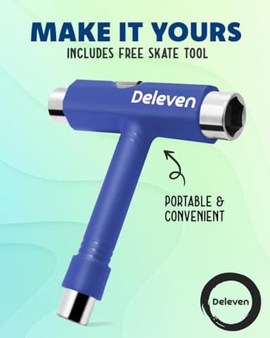 Deleven 22" Skateboard with Bright LED Wheels, Skate Tool, ABEC 7 Bearings - for Kids Beginners Adults - Image 6