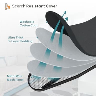 Ironing Board Full Size, RAINHOL 43"x13" Sturdy Iron Board with Iron Rest and Garment Rack, Height Adjustable Metal Construction with Ultra Thick Cover and Padding, Foldable and Heavy Duty - Image 3