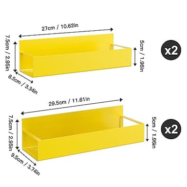 Vetacsion 4 Pack Moveable Fridge Magnetic Spice Racks,Metal Yellow - Image 2