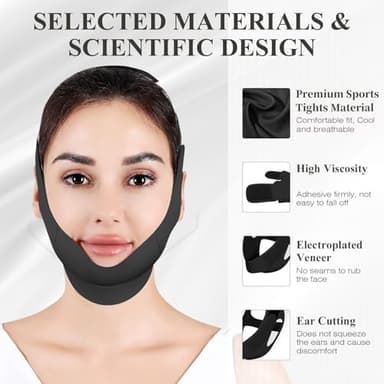 Juskaa Chin Strap for Sleeping,Double Chin Reducer,Adjustable Chin Strap,Jaw Strap,Jawline Shaper,V Line Lifting Mask,Black,M - Image 3