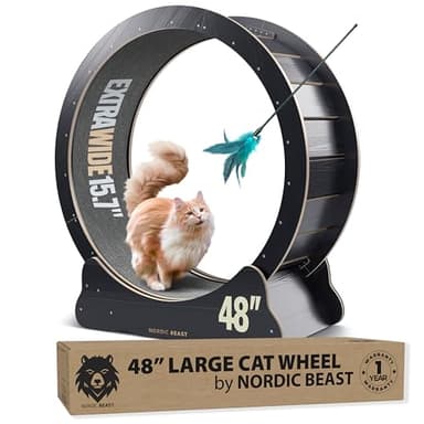 Nordic Beast 48'' XL Cat Wheel - for Indoor Cats Which Doesn't Negatively Affect Your Cat's Spine - 15.7'' Extra Wide Cat Exercise Wheel - Fits 2 Cats Side-by-Side, 1-Year Warranty - Image 1