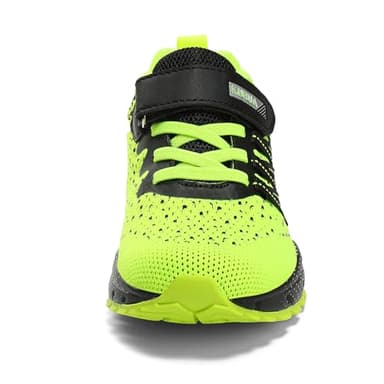 KUBUA Kids Sneakers for Boys Girls Running Tennis Shoes Lightweight Breathable Sport Athletic Black Green Size US 10 Toddler - Image 4