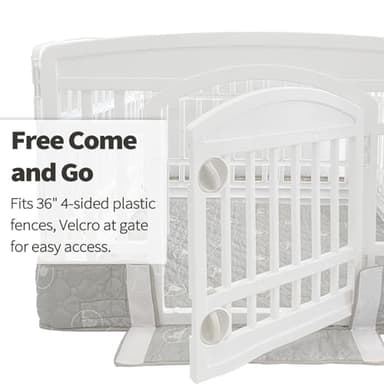 PJYuCien Dog Playpen Bottom Pad Fits for 36 Inch 4 Panels Exercise Pet Pen, Using as a Fence Stabilization and Puppy Pen Mat, Hoop and Loop Design, Grey (Playpen Not Included) - Image 4