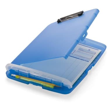 Officemate Slim Clipboard Storage Box, Translucent Blue (83304) - Image 1