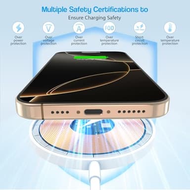 10FT Magnetic Wireless Charger,15W Fast Apple Mag-Safe Charger for iPhone 17/16/15 PD with USBC Apple Fast Charging Block 10Foot Quick Charge for iPhone 17/17 Air/17 16 15 Pro/Pro Max/14/13/12/AirPods - Image 3
