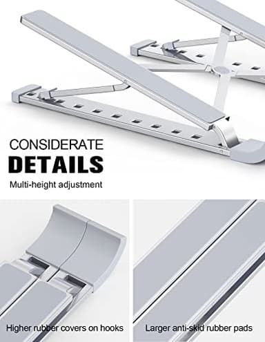 RIWUCT Laptop Stand for Desk, 9 Angles Adjustable Ergonomic Computer Stand with Detachable Phone Holder, Aluminum Cooling Portable Laptop Riser Holder Compatible with MacBook Pro Air Up to 15.6'' - Image 5