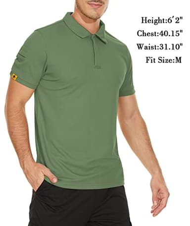 V VALANCH Men's Polo Shirts Green Golf Shirts Moisture Wicking Shirts for Men Short Sleeve Summer Hiking Shirts,Green,2XL - Image 2