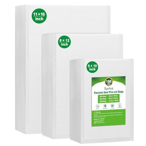 Syntus Vacuum Sealer Bags, 150 Gallon 11" x 16" and Quart 8" x 12" and Pint 6" x 10" Commercial Grade PreCut Bag, BPA Free Food Vac Bags for Storage, Meal Prep or Sous Vide - Image 1