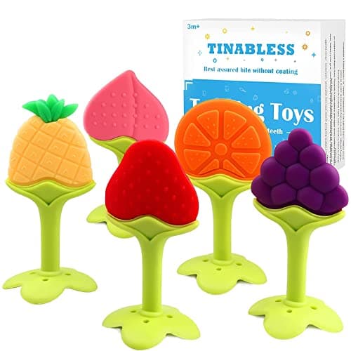 Teething Toys (5 Pack) - Tinabless Infant Teething Keys Set, BPA-Free, Natural Organic Freezer Safe for Infants and Toddlers, Silicone Baby Teethers - Image 1