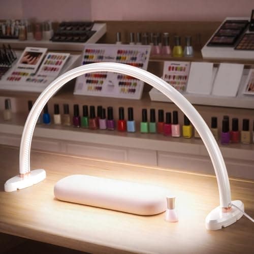 Half Moon Nail Desk Lamp,USB Powered Tri-Color Temperature Brightness Adjustable Arch Light for Moon Light Nail Tech/Handicraft Lighting (Medium Size White) - Image 1