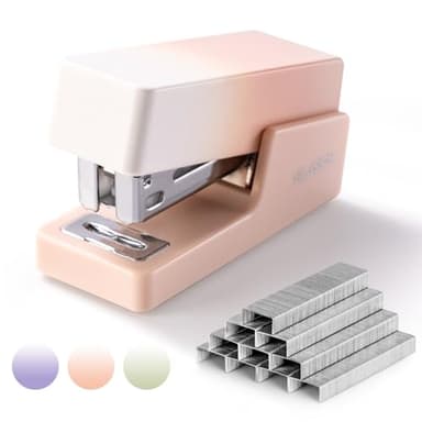 NUSIGN Mini Stapler with 830 Staples, Small Cute Desk Staplers, 25 Sheet Capacity, Pink-White Gradient - Image 1