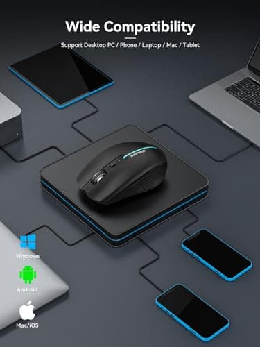 RAPIQUE Bluetooth Wireless Mouse - (BT1/BT2+USB) Tri-Mode High Performance, Rechargeable, Quiet Click, Multi-Device Compatibility for Laptop, Computer, MacBook, Tablet, PC (Black) - Image 7
