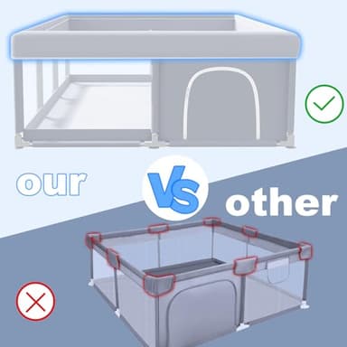 XVISHX Baby Playpen 74 x 50 Inch Play Pen Playards, Playpen for Babies and Toddlers, Baby Playard for Indoor & Outdoor Active Center Game Fence, with Skin-Friendly Fabric and Soft Breathable Mesh Grey - Image 7