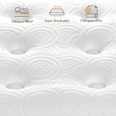 Vesgantti Twin Mattress, 12 Inch Hybrid Twin Size Mattress in a Box, Single Bed Pillow Top Mattresses, Foam and Pocket Coils Innerspring Mattresses, Pressure Relief, Medium Firm Feel - Image 4