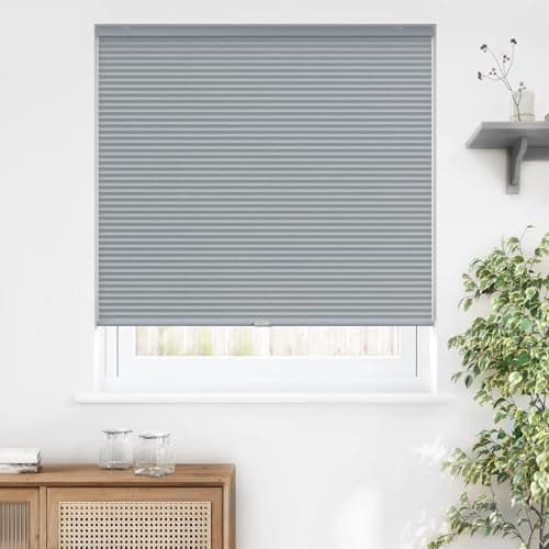 LazBlinds Cordless Cellular Shades, Blackout Privacy Honeycomb Shades for Home, Thermal Insulation Noise Reduction Blinds for Windows, 26'' W x 64'' H, Dark Grey - Image 1