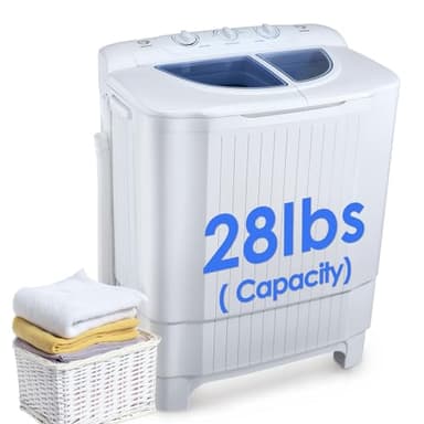 Anypro Portable Clothes Washing Machine, Twin Tub 28 Lbs Capacity Compact Mini Small Laundry Washer and Dryer Combo 2 In 1 Washer (18 Lbs) & Spinner (10 Lbs) for Apartments, Dorms, RV, Camping - Image 1