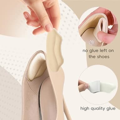 8 Pairs Heel Pads for Shoes Heel Grips Liner, Soft Heel Cushion Pads Heel Inserts for Shoes Too Big Women Men, Anti-Slip Fillers Heel Protectors for Blisters, Friction & Heel Pain, Beige and Black - Image 6