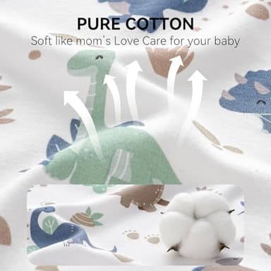 FIEMOL Baby Sleep Sack 12-18 Months, Long Sleeve Baby Wearable Blanket 0.5 Tog with Mittens, 2-Way Zipper Toddler Cotton Sleeping Sack for Boy and Girl Green Dinosaur 2 Pack(Large) - Image 5