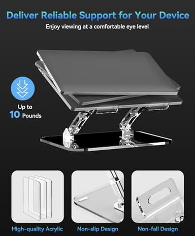 Lpoake Adjustable Foldable Laptop Stand, Portable Ergonomic Computer Stand for Laptop, Compatible with 10 to 15.6 Inches Notebook Computers - Image 6
