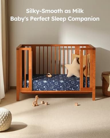 Unnivoll Baby Crib Sheets for Boys Girls, 28x52x8in Fitted Crib Sheet Neutral 3 Pack for Standard Crib and Toddler Mattress, Breathable Soft Microfiber Baby Sheet Blue Gray Planet - Image 7