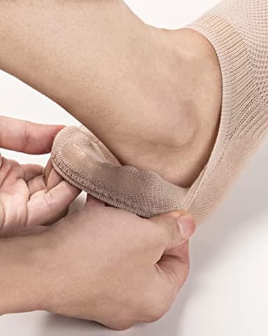 Pro Mountain No Show Socks Women Wide Toe Box For Health Y Heel Forefoot Size M Beige 4 Pack Cotton Cushion Footies Loafer Sneakers US Shoe 8-10 - Image 7