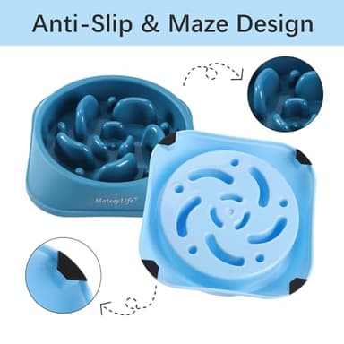MateeyLife Slow Feeder Dog Bowls 2PCS, Anti-Choking Puzzle Dog Food Bowls, Anti-Slip Interactive Feeding Slow Down Eating, Bloat Stop Maze Dishes for Medium Breeds - Image 4