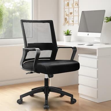 NEO CHAIR Office Chair Gaming Desk Computer Chair Ergonomic Mesh Mid Back with Wheels Lumbar Support Comfy Swivel Adjustable for Home (Black) - Image 7
