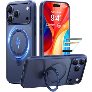 TORRAS for iPhone 17 Pro Max Case with Sturdy Stand, Camera Control Cover Compatible with MagSafe, Military Grade Protection, Translucent Slim Phone Case for iPhone 17 Pro Max 6.9", Deep Blue - Image 1