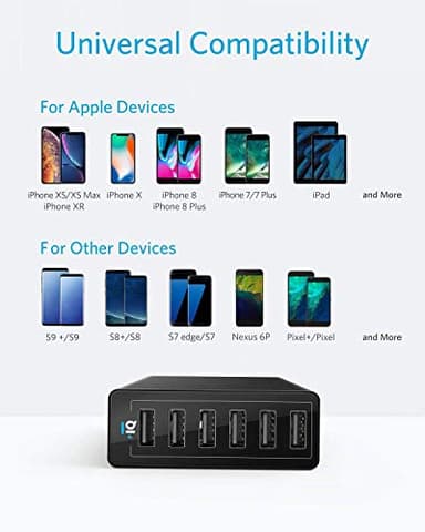 Anker Charger, 60W 6 Port USB Charging Station, PowerPort 6 Multi USB Charger for iPhone 14/13 Series, iPad Pro/Air/Mini, Galaxy S23/S22/S21, Note 20 Ultra, LG, HTC, and More - Image 6