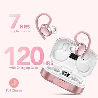 KT1 Wireless Earbuds, Sports Bluetooth Headphones, 120Hrs Playtime Ear Buds for Small Ear, IPX7 Waterproof Running Headphones, Deep Bass, Over Ear Sport Wireless Bluetooth Earphones for Android iOS - Image 2