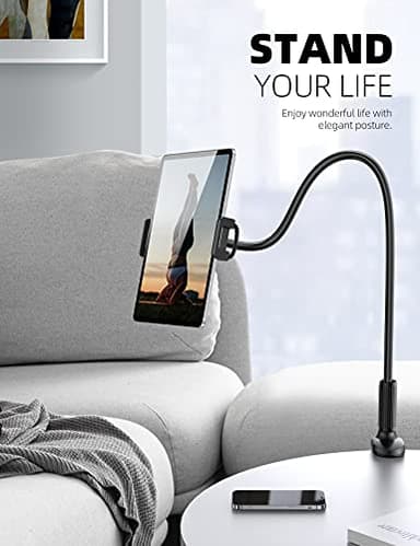 Lamicall Gooseneck Tablet Mount Holder for Bed - Flexible Tablet Arm Clamp for Bed Compatible with Pad Mini 7.9, Air 9.7, Pro 10.5, Kindle, Switch, Galaxy Tabs, More 4.7-11" Device - Black - Image 4