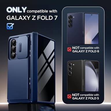 TONGATE Wallet for Z Fold 7 Case with Privacy Screen Protector, [4-Card Holder][Anti Spy] Built-in Large Stand & Slide Camera Cover Z7 Shockproof Phone Case for Samsung Galaxy Z Fold 7 2025 8", Blue - Image 2