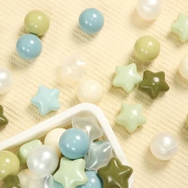TRENDPLAY Star Ball Pit Balls 50 for Toddlers - Ball Pit Ball Shapes for Boys Girls Fun, Birthday Party, Christmas Decoration, Cream Colors Pink+Pearl White - Image 5