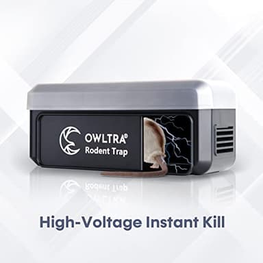 OWLTRA 2 Pack OW-7 in-/Outdoor Electric Rodent Trap, Instant Kill Mouse & Rat Zapper with Waterproof Cover, Sound & Light Alarm, and Batteries or USB Power Source, Waterproof Grade IPX4, Black - Image 5