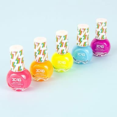 3C4G Neon Nail Polish Set - Quick Dry Nail Polish for Girls - Includes 5 Neon Colors - Non-Toxic Nail Polish Kit for Kids Ages 8+ by Make It Real - Image 8