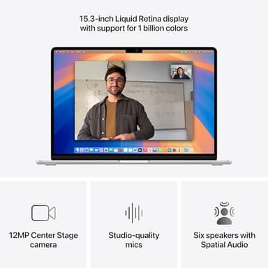 Apple 2025 MacBook Air 15-inch Laptop with M4 chip: Built for Apple Intelligence, 15.3-inch Liquid Retina Display, 16GB Unified Memory, 256GB SSD Storage, Touch ID; Silver with AppleCare+ (3 Years) - Image 3