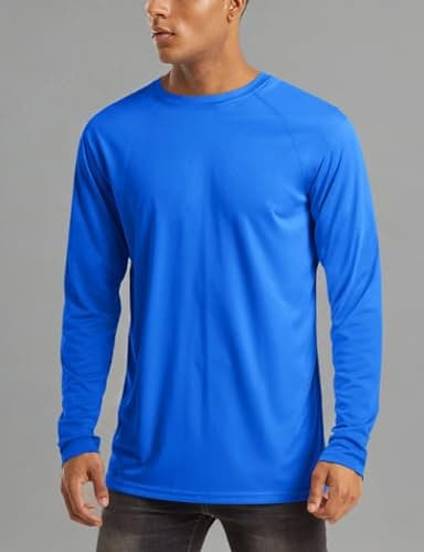 MAGCOMSEN Men's Long Sleeve UPF 50+ UV Sun Protection Athletic Shirts for Hiking, Running, Workout, Rash Guard - Blue, Medium - Image 7